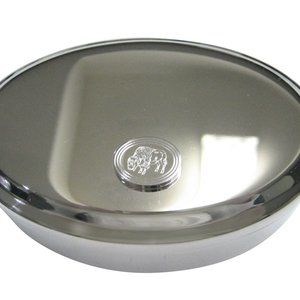 Etched Oval Buffalo Oval Trinket Jewelry Box